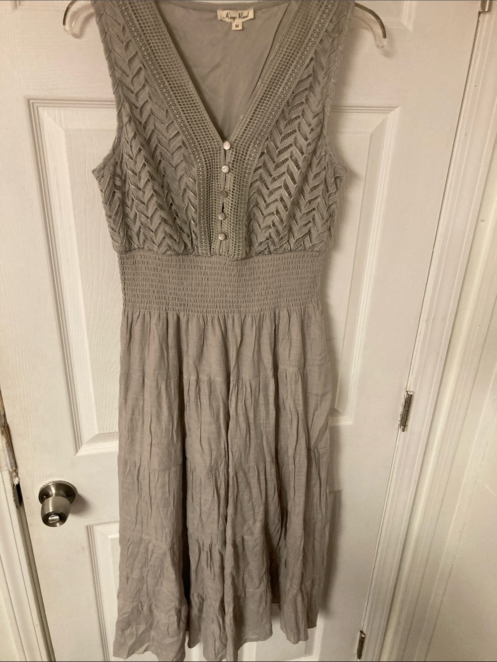 Sleeveless Smocked Maxi Dress in Light Gray